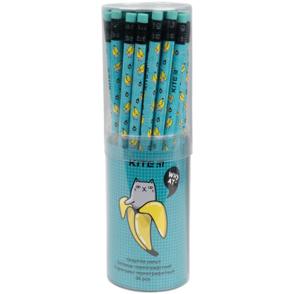 Олівець графітний з гумкою Bananas, 36шт., туба