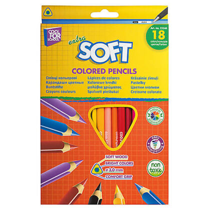 Олівці кольорові "Extra Soft", 18 кольорів, трикутні