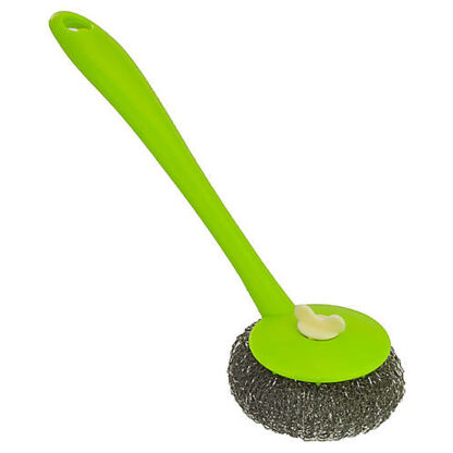 Сталева щітка-скребок для посуду, Economix Cleaning, зелена