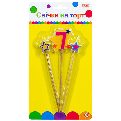 Свічки Stars "7" висотою 4,5 см, 3 шт.