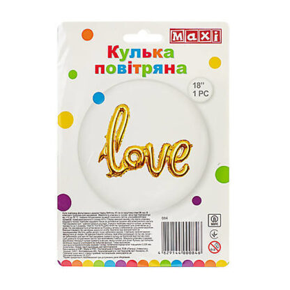 Куля повітряна золотиста фольгована "LOVE" 64*107 см