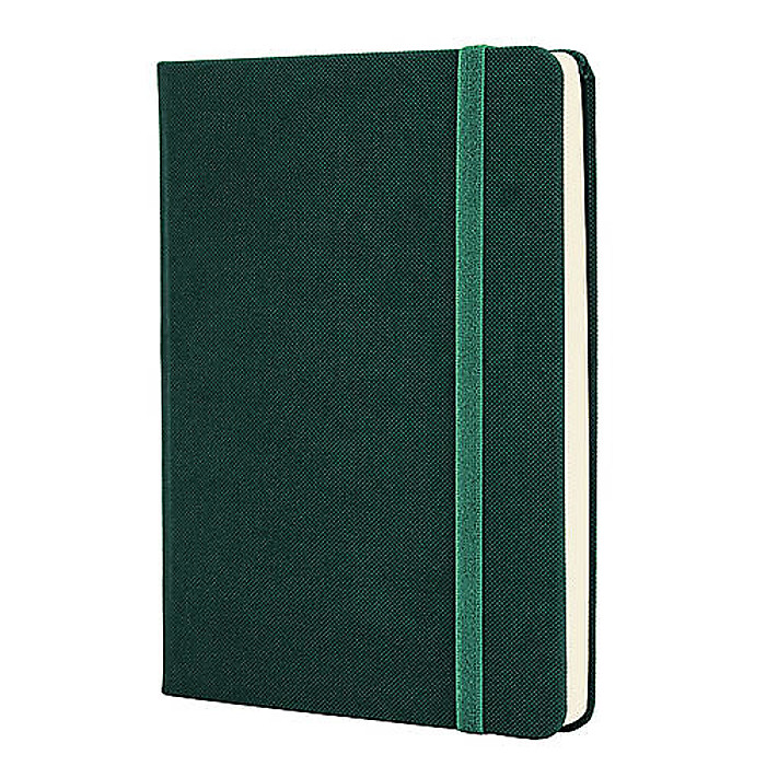 Діловий записник SQUARE; A6; тверда обкладинка; гумка; кремовий блок лінія; зелений