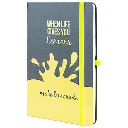 Діловий записник LEMONADE; А5; тверда обкладинка папір; гумка; білий блок лінія