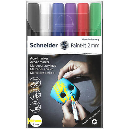 Маркер акриловий для декорат. та художніх робіт SCHNEIDER Paint-it 310 2мм Wallet Set1 6 кольорів