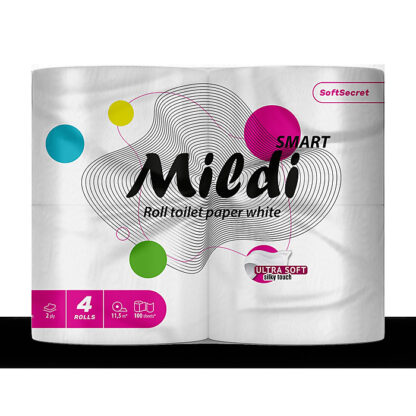 Папір туал. целюлоз. "Mildi Smart", по 4 рул., на гільзі, 2-х шар., білий КОХАВИНКА