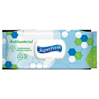 Серветки вологі "Superfresh" Антибактеріальні з клапаном, 72 шт