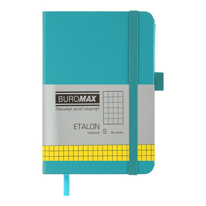 Книга записна ETALON 95*140, 96 арк., клітинка, обкл. штучна шкіра, бірюзовий