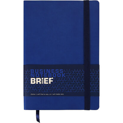 Блокнот діловий BRIEF А5, 96 арк, лінія, обкладинка штучна шкіра, синій
