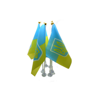 Прапор України з гербом 14*20см на палочці з липучкою - Зображення 2