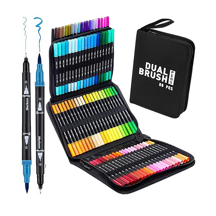 Набір двосторонніх маркерів (пензлик, лайнер), 80 кол