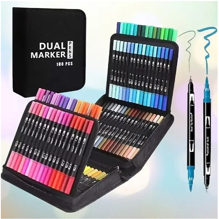 Набір двосторонніх маркерів (пензлик, лайнер), 100 кол - Зображення 2