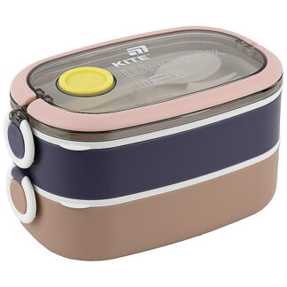 Ланчбокс подвійний з наповненням 1600 мл, бежевий