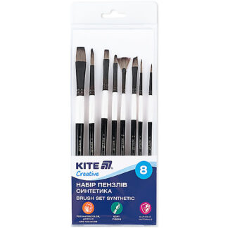 Набір із 8-ми пензлів синтетика Kite Creative