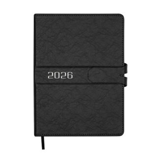 Щоденник датов. 2026 BELLE, A5, чорний, штучна шкіра/поролон