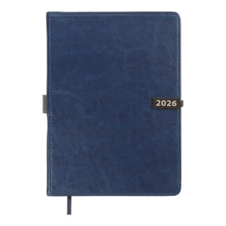 Щоденник датов. 2026 LEGEND, A5, синій, штуч.шкіра