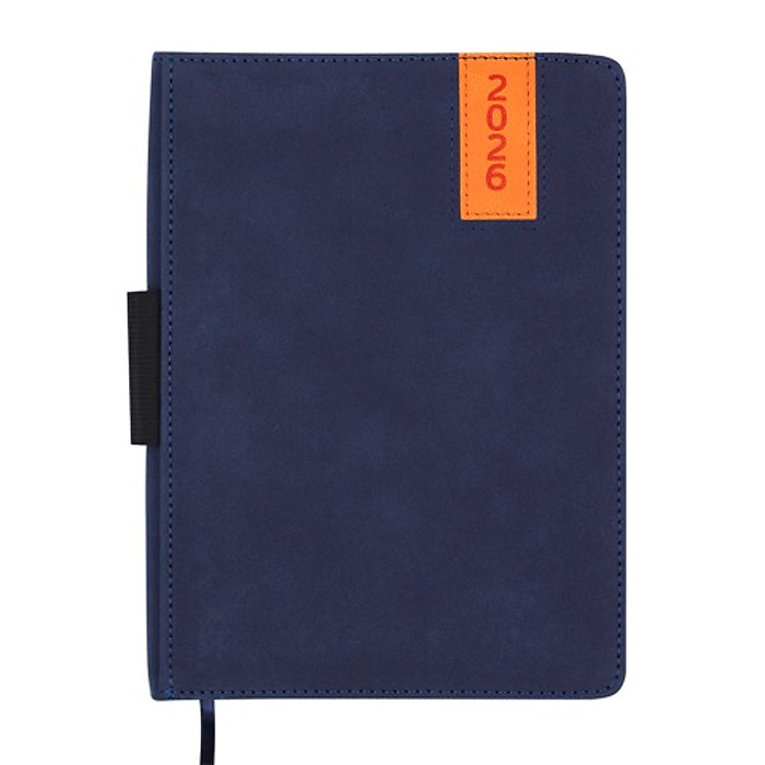 Щоденник датов. 2026 VERONA, A5, синій, штуч. шкіра/поролон