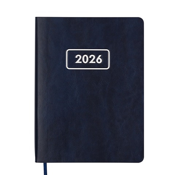 Щоденник датов. 2026 MEMORY, A5, синій, штуч.шкіра