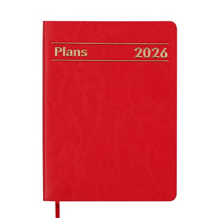Щоденник датов. 2026 MEMORY, A5, червоний, штуч.шкіра