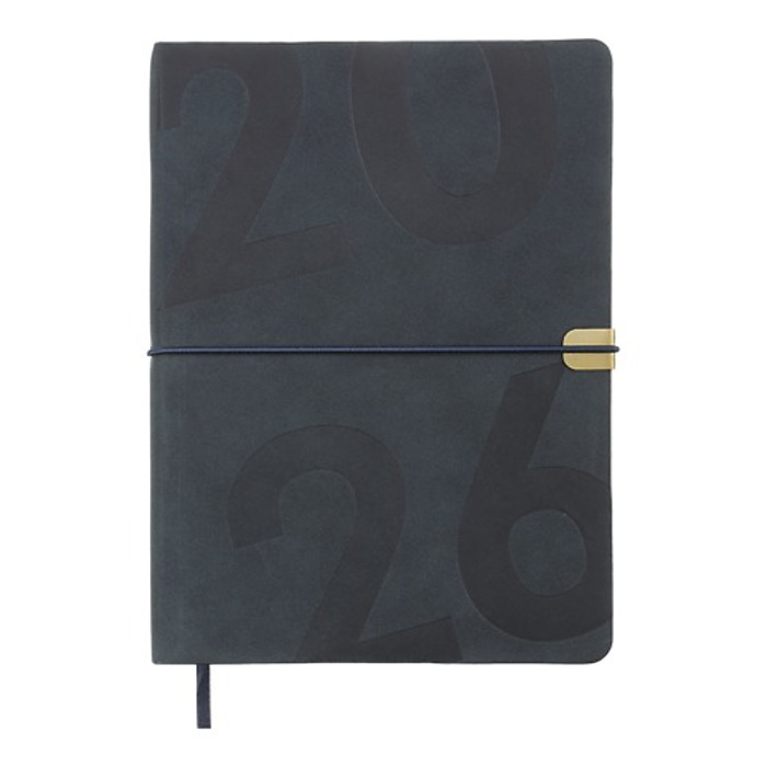 Щоденник датов. 2026 BEST, A5, синій, штуч. шкіра