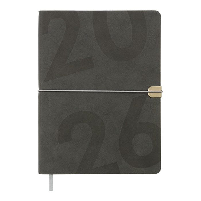 Щоденник датов. 2026 BEST, A5, сірий, штуч. шкіра