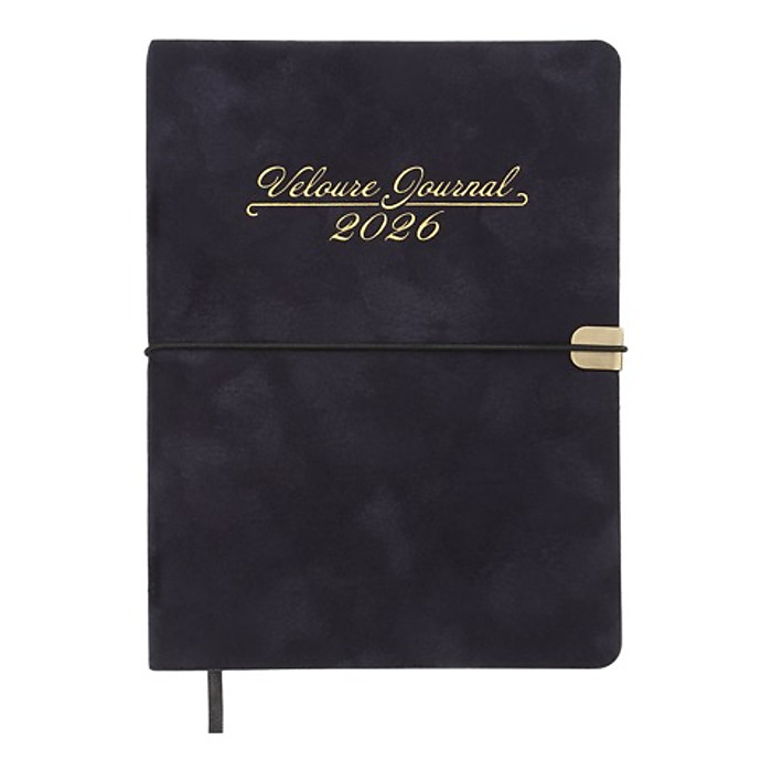 Щоденник датов. 2026 VELOUR, A5, ТЕМНО-СИНІЙ, штуч. шкіра