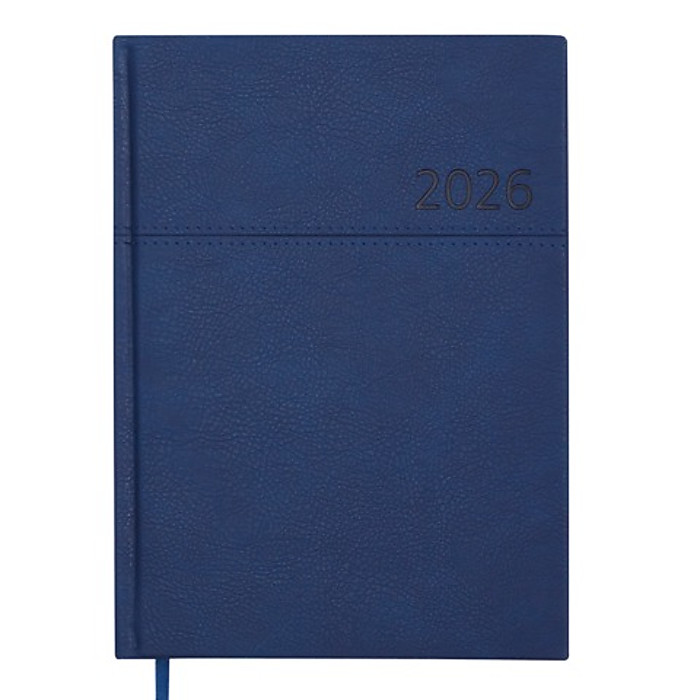 Щоденник датов. 2026 ORION, A5, синій, штуч. шкіра/поролон