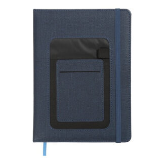Щоденник датов. 2026 COMBI, A5, синій, штуч. шкіра/поролон