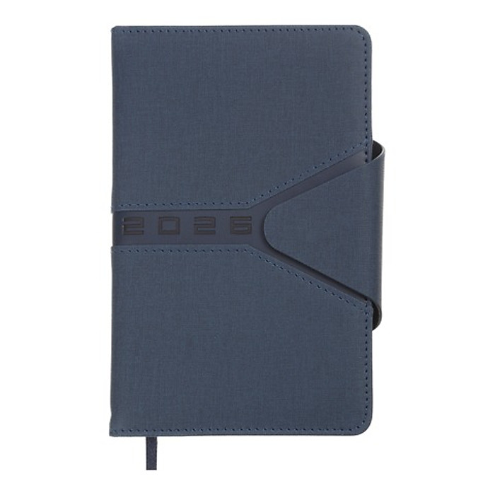 Щоденник датов. 2026 NAVIGATOR, A6, синій, штуч. шкіра/поролон