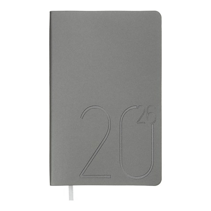 Щотижневик датов. 2026 STEEL, A5, срібло, штуч. шкіра