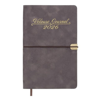 Щотижневик датов. 2026 VELOUR, A5, сірий, штуч.шкіра