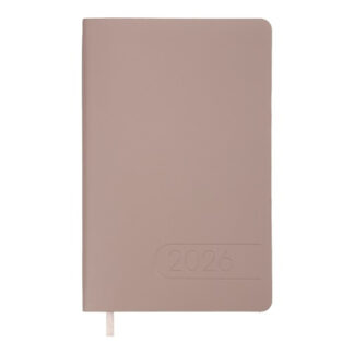 Щотижневик датов. 2026 LIGHT MORANDI, A5, какао, штуч.шкіра