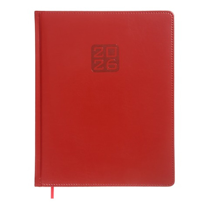 Щотижневик датов. 2026 BRAVO, A4, червоний, штуч. шкіра/поролон