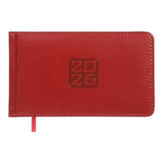 Щотижневик  датов. 2026 кишеньк. BRAVO, 153*87, червоний, штуч. шкіра/поролон