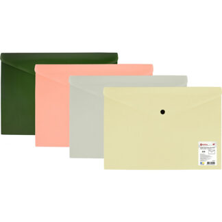 Папка-конверт на кнопці, непрозора, А4, OPTIMA, 180 мкм, фактура "СМУГА", асорті