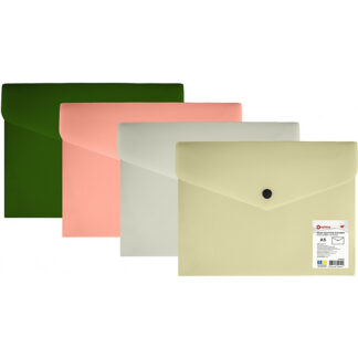 Папка-конверт на кнопці, непрозора, А5, OPTIMA, 180 мкм, фактура "СМУГА", асорті