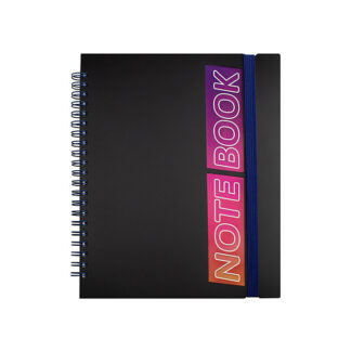 Блокнот B5, пластикова обкладинка з гумкою, бічна спіраль, 60 арк., клітинка