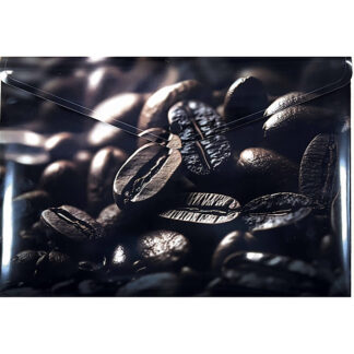 Папка-конверт А4 на кнопці з друком Coffee, 180 мкм, непрозора, фактура "глянець"