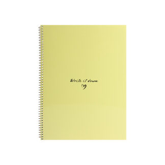 Блокнот А4, пласт. обкл., бічна спіраль, 60 арк., клітинка, лимонний