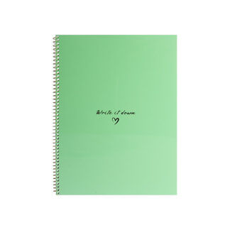 Блокнот А4, пласт. обкл., бічна спіраль, 60 арк., клітинка, м'ятний