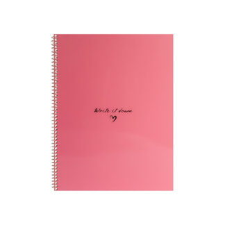 Блокнот А4, пласт. обкл., бічна спіраль, 60 арк., клітинка, кораловий