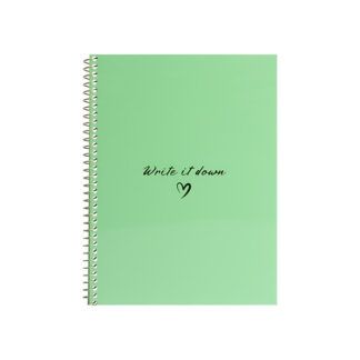 Блокнот А5, пласт. обкл., бічна спіраль, 60 арк., клітинка, м'ятний