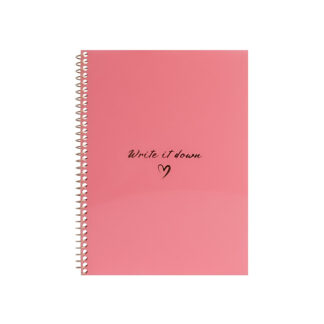 Блокнот А5, пласт. обкл., бічна спіраль, 60 арк., клітинка, кораловий