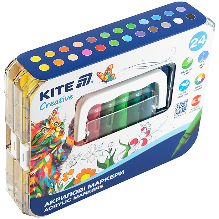 Маркери акрилові з рідкими чорнилами, 24шт Kite Creative - Зображення 2