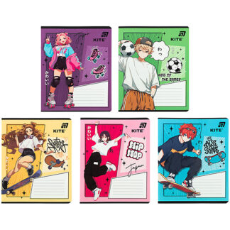 Зошит 18 арк., лін., гібр. лак + УФ лак, Kite